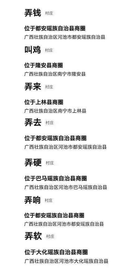 盘点各地牛掰地名，我大广西应该能排第一吧？这是我第一次不自信[害羞]
#挑战家乡