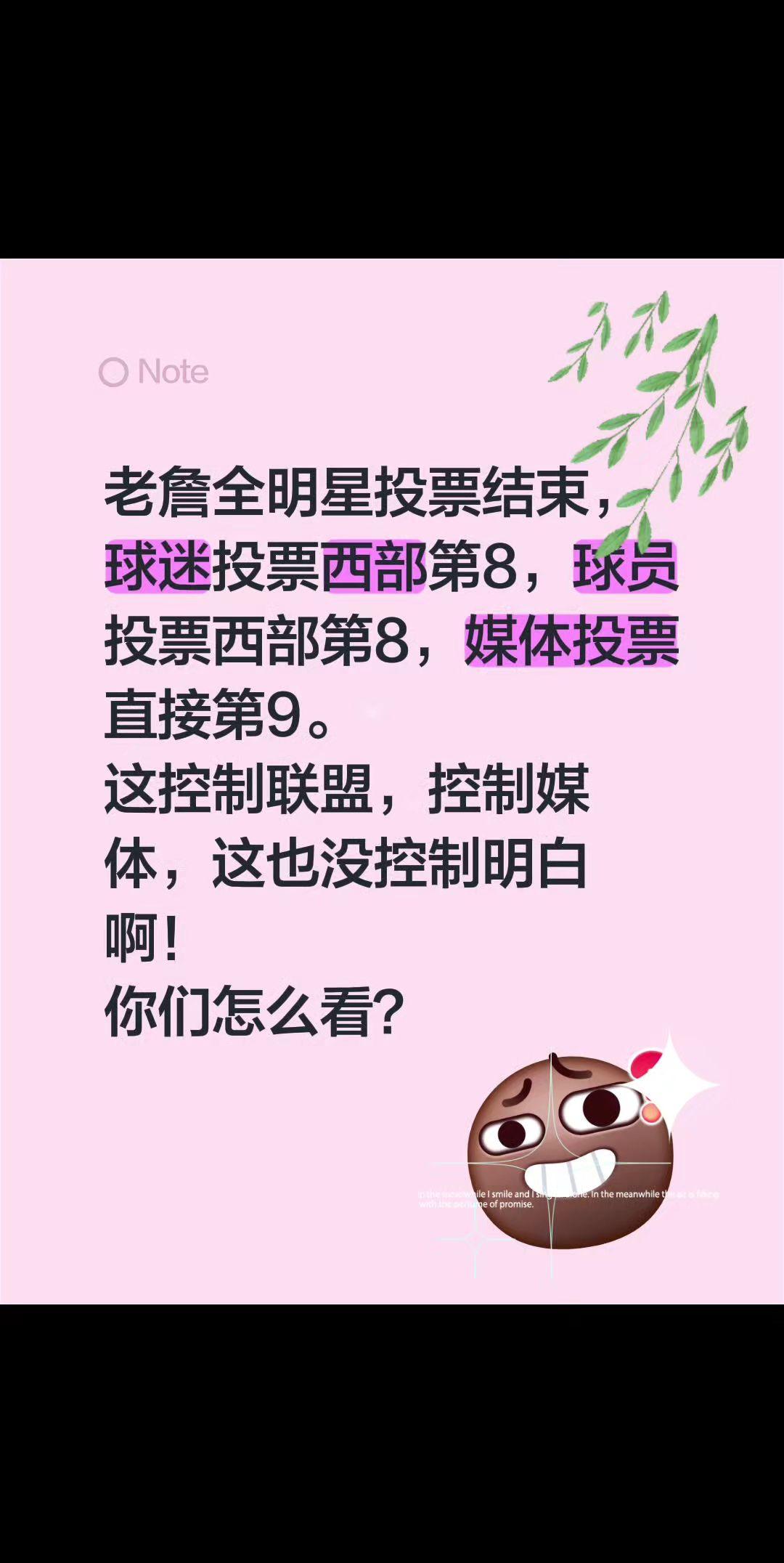 詹姆斯收买媒体没给钱？老詹全明星投票结束，球迷投票西部第8，球员投票西部第8，媒