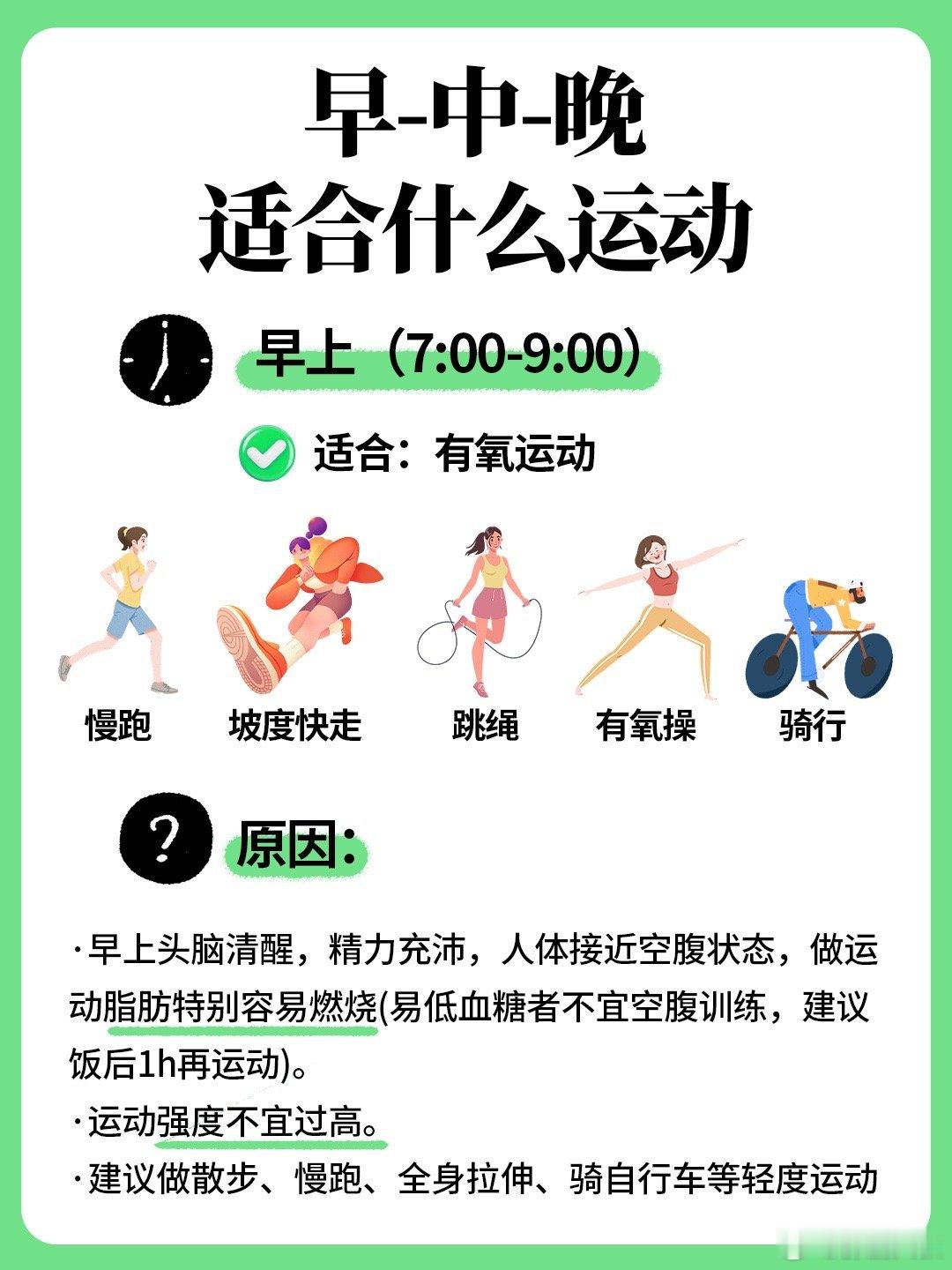 早-中-晚👉哪时候适合什么运动 ​​​