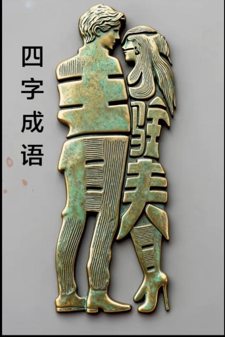 〔看图猜字〕图中画面太有创意了。隐藏四个字。你能看出来啥字组成的。挑战一下吧！