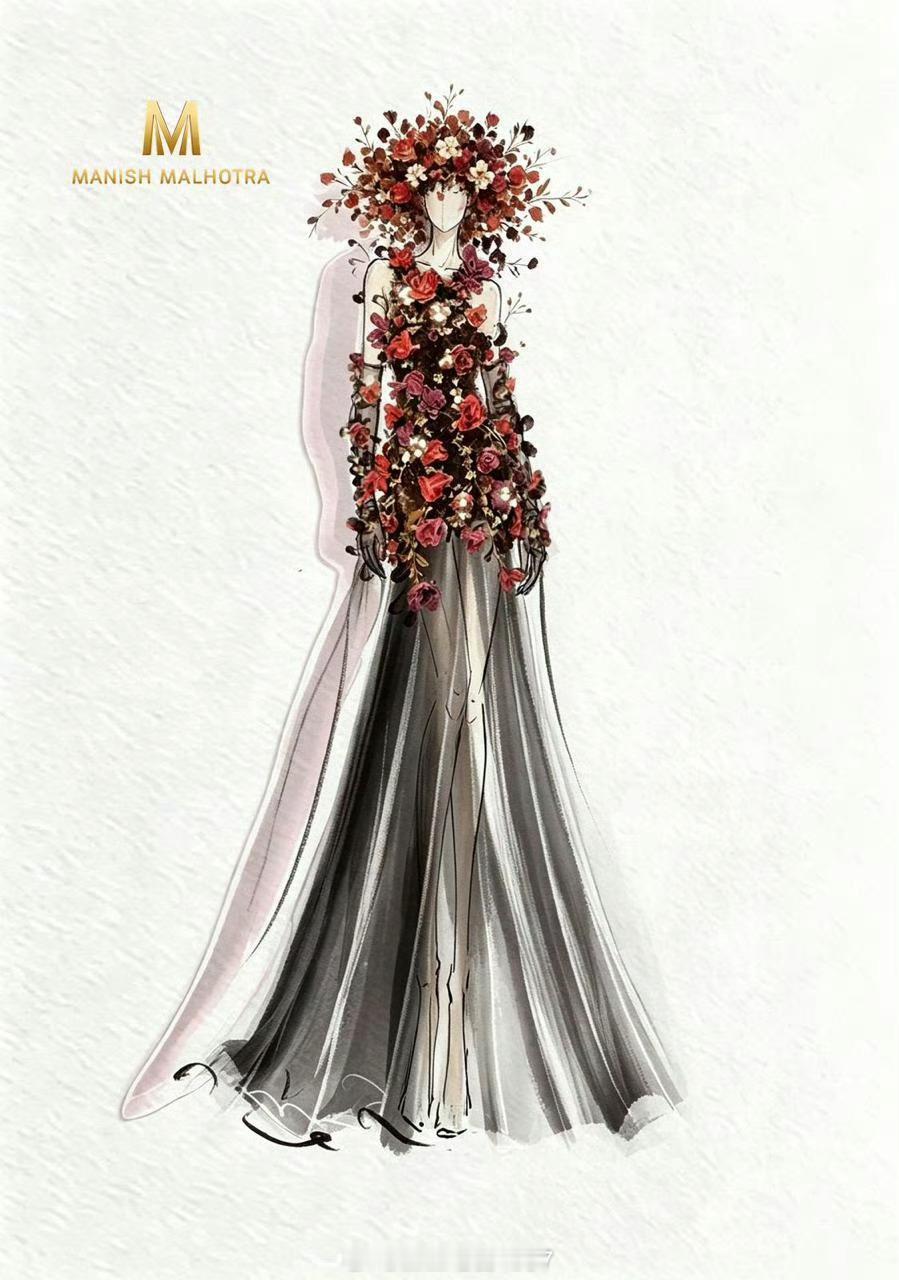 白鹿身穿Manish Malhotra 2026秋冬高定特别定制亮相红秀GRAZ