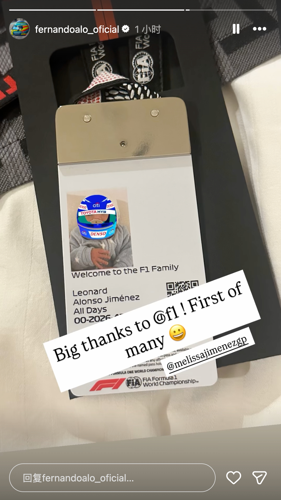 阿隆索的孩子取名Leonard，看起来是个男孩了Leonard这个名字的含义是德