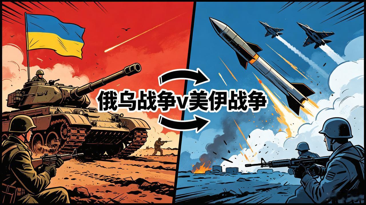 【❤️飞虎涂鸦2213】
俄乌战争VS美伊战争
当下有两场战争，俄乌战争与美伊战