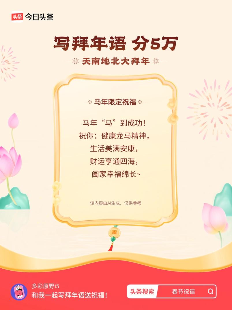写拜年语送祝福新春拜年送祝福！我的祝福是：“马年“马”到成功！祝你：健康龙马精神