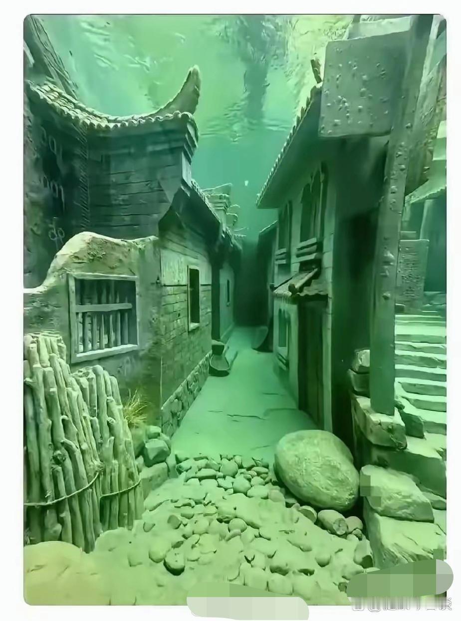 三峡库区，昔日的民居在水底很清澈！ 