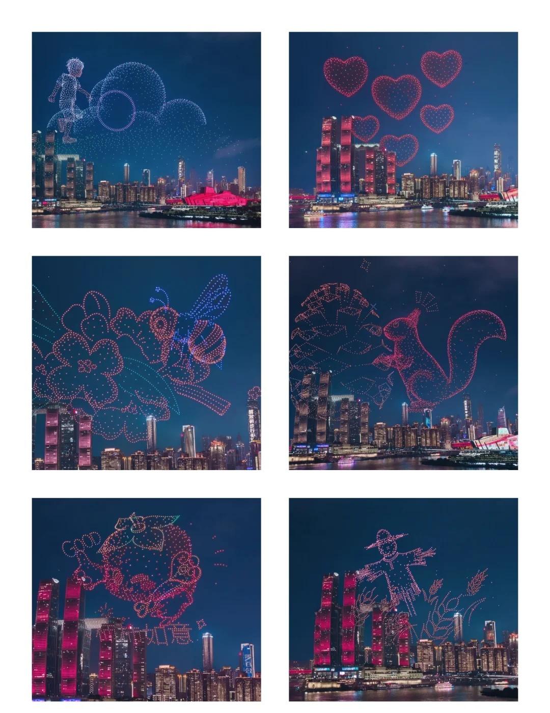 收藏！漂亮的重庆无人机表演时间来了
无人机常规时间每周六晚20：30
本月有11