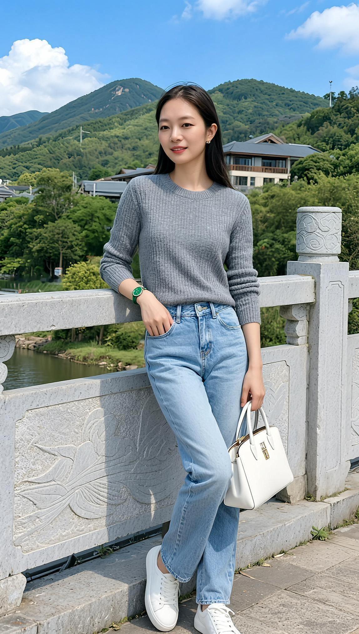 山景生活照甜系女孩颜值清纯甜美优雅气质 肤白貌美气质佳