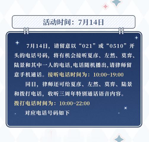 注目，整理了一下未定三周年的电话，这次接不到电话的可以主动拨打！接听电话要注意“