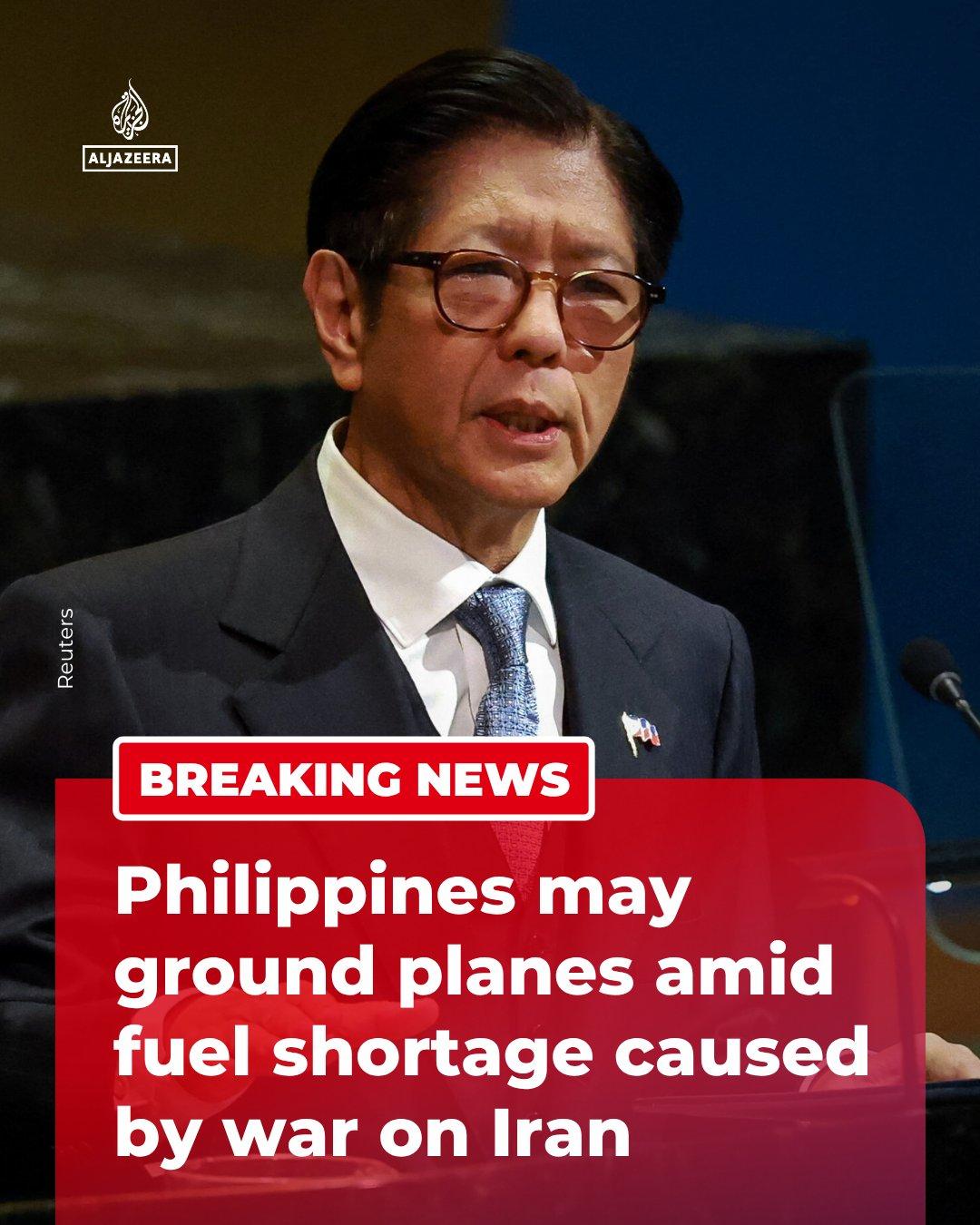 美国马仔菲律宾总统小马科斯🤡表示，由于航空燃油短缺，飞机“极有可能”停飞。
那