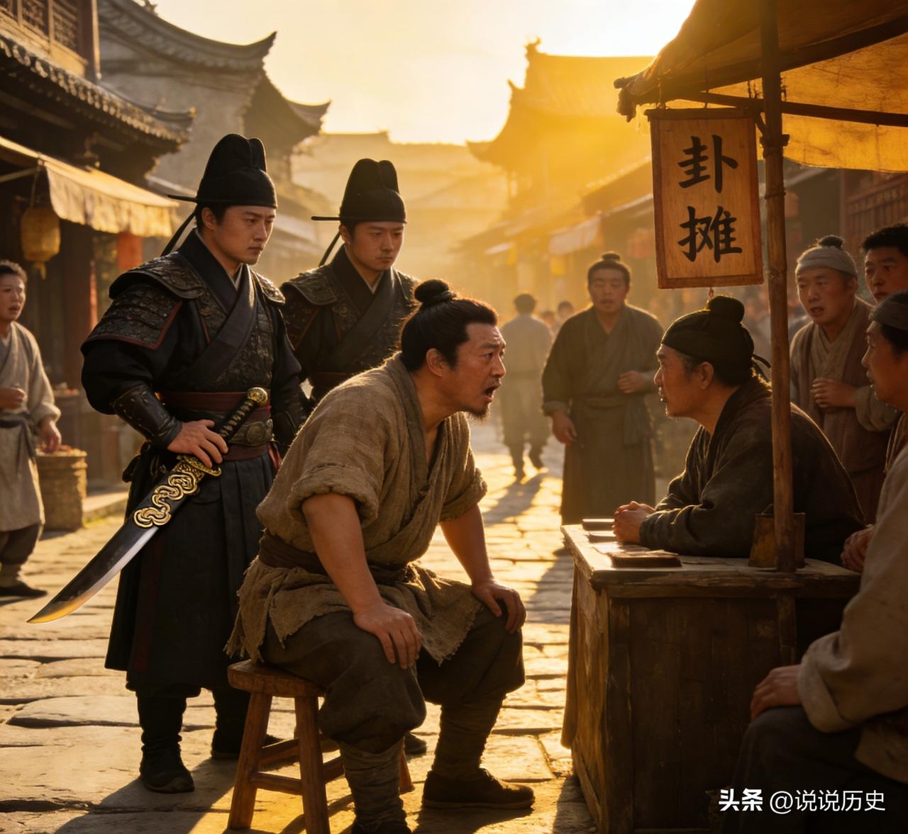 朱元璋在摊前坐下，故意粗着嗓子问道：“老先生，听闻你算卦极准，今日我倒要问问，当