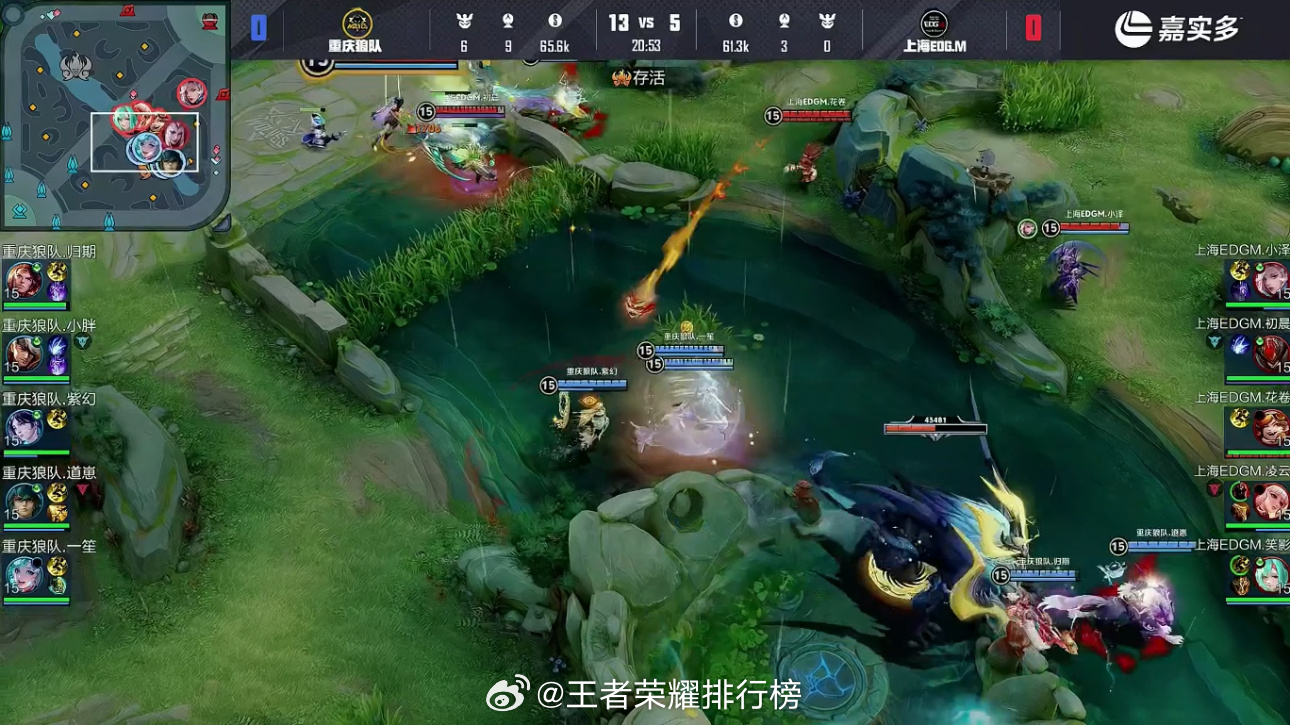 狼队对战EDGM 重庆狼队 1:0 上海EDG.M】重庆狼队拿下第一局比赛！ M