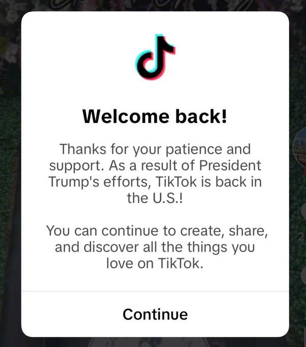 TikTok正恢复美用户服务 美版抖音TikTok，被禁一天后又恢复了，美国可以