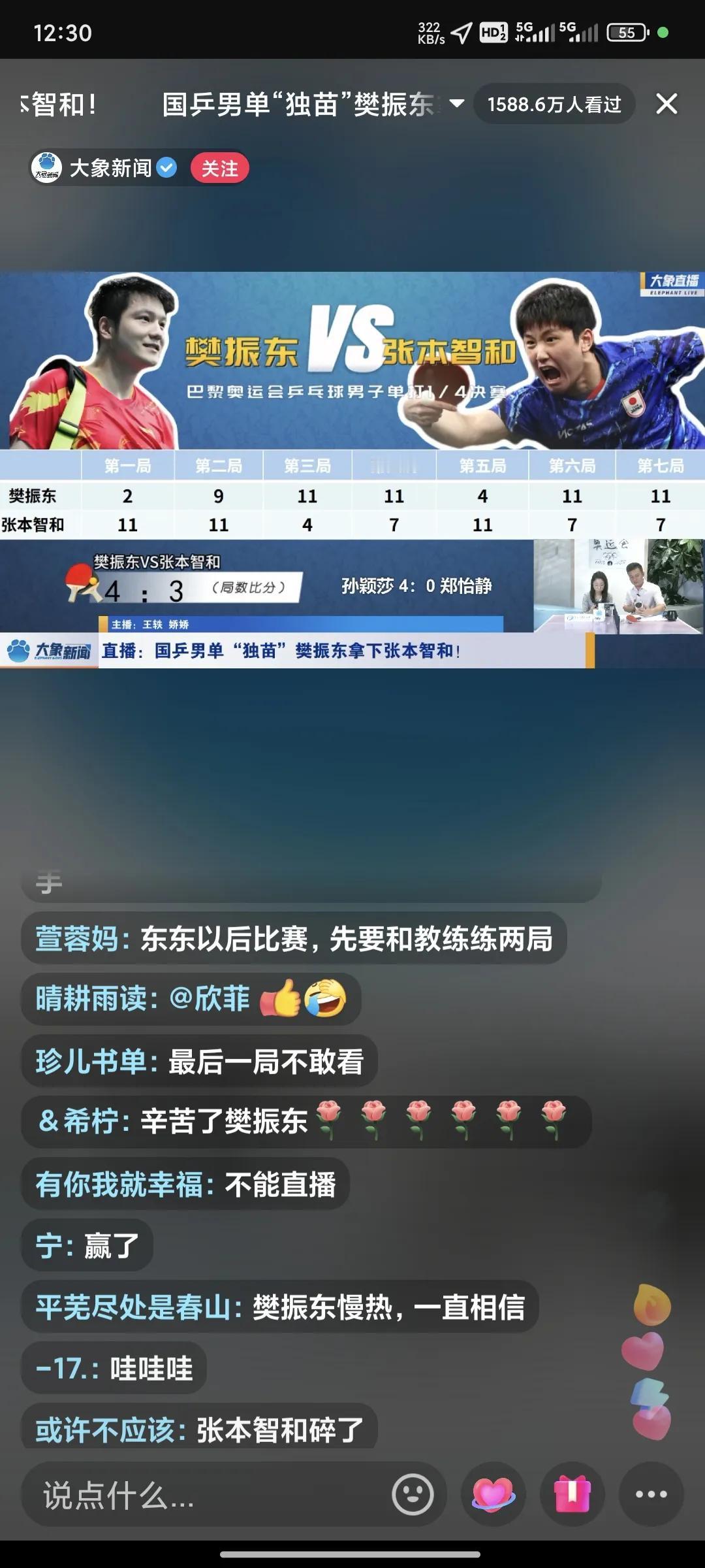 张本智和应该被中国队磨炼成个日本心理素质最强的人了。
以前比赛就多次被逆转，今天