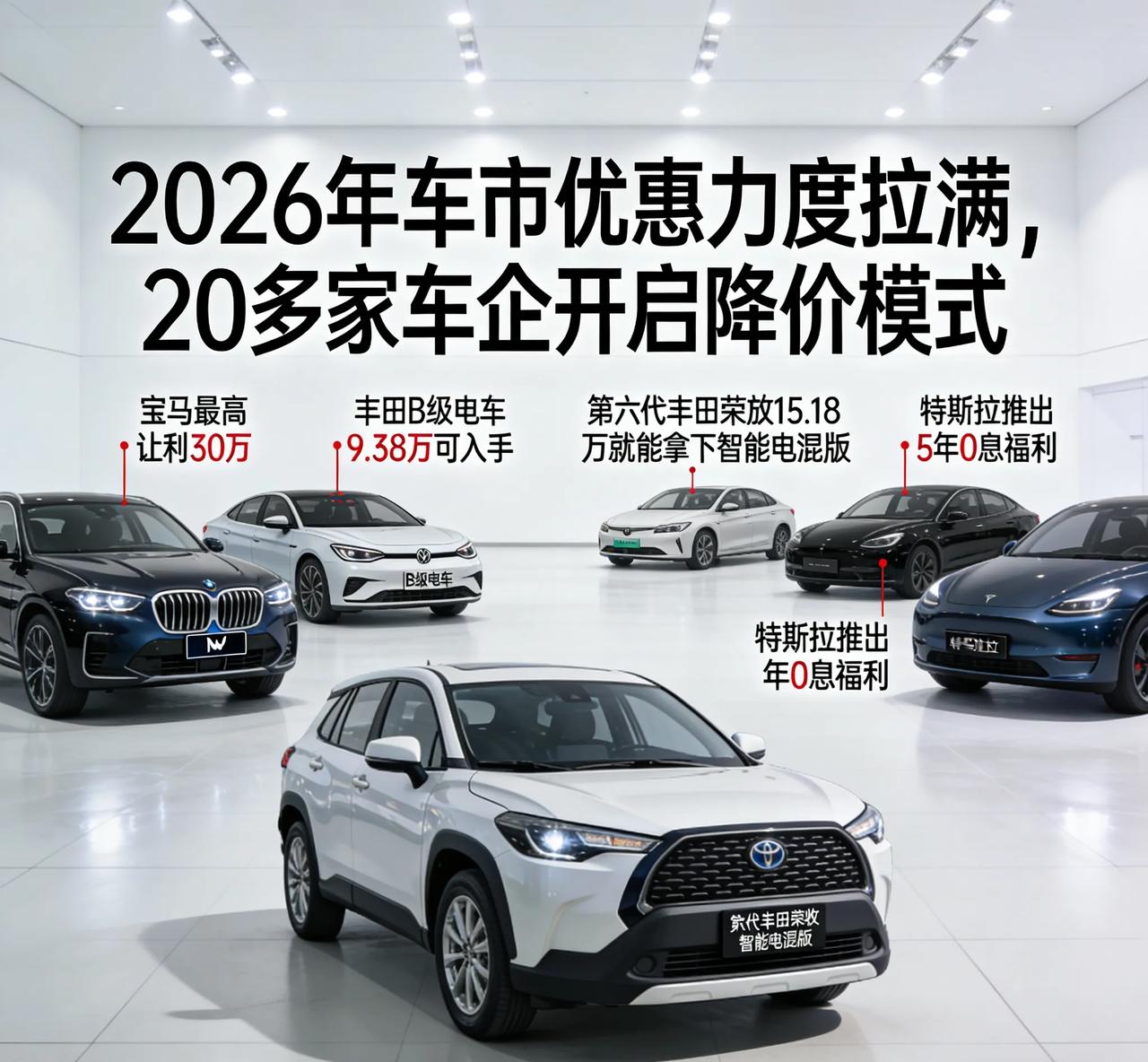 2026车市优惠力度拉满！20+车企开启降价模式，宝马最高让利30万，丰田B级电