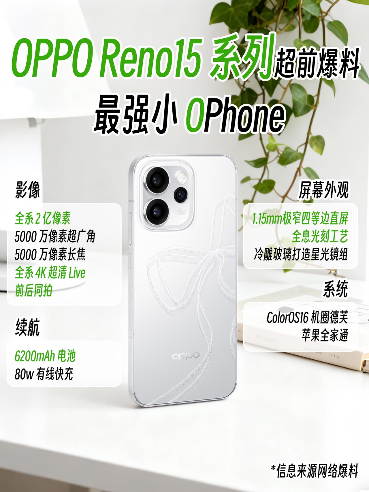Reno15提前看懂！同档颜值、影像最能打的？
不吹不黑，这次Reno15我是真