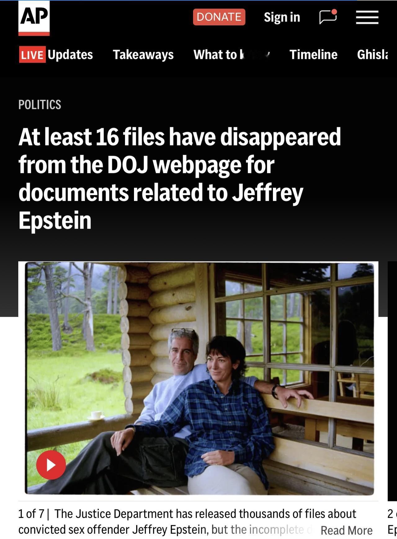 昨天美国司法部刚刚发布的爱泼斯坦档案，至少有 16 份与杰弗里·爱泼斯坦有关的司