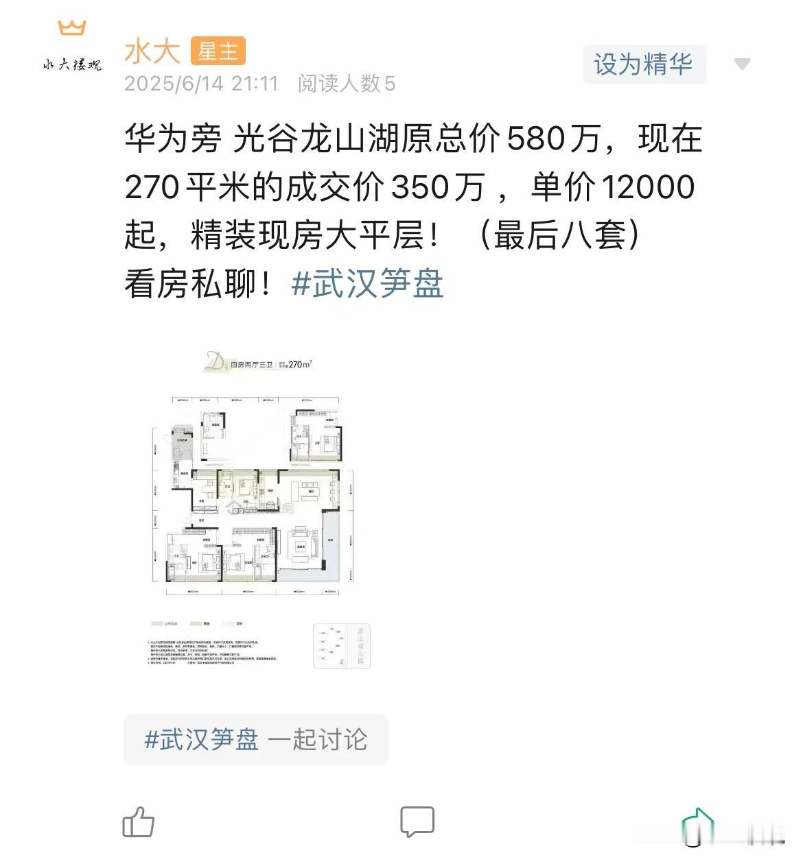 龙山湖
        这个楼盘从一开始，就不太好卖，所以邀请了深圳房产大V前来