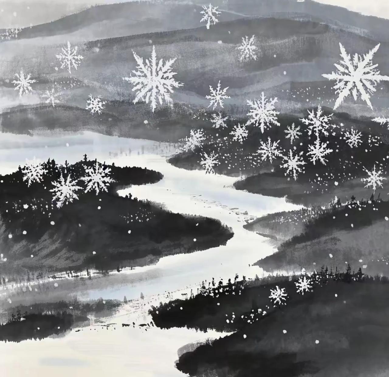 《水调歌头·大雪》珠乡小女

浩渺六花舞，天地玉沙狂。素尘纷落千嶂，峰岭裹银装。