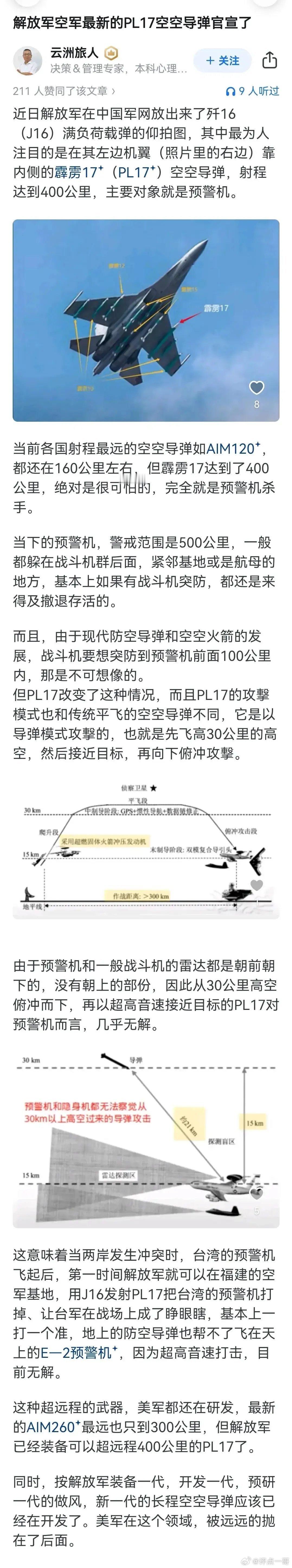 解放军空军最新的PL17空空导弹官宣了 ​​​