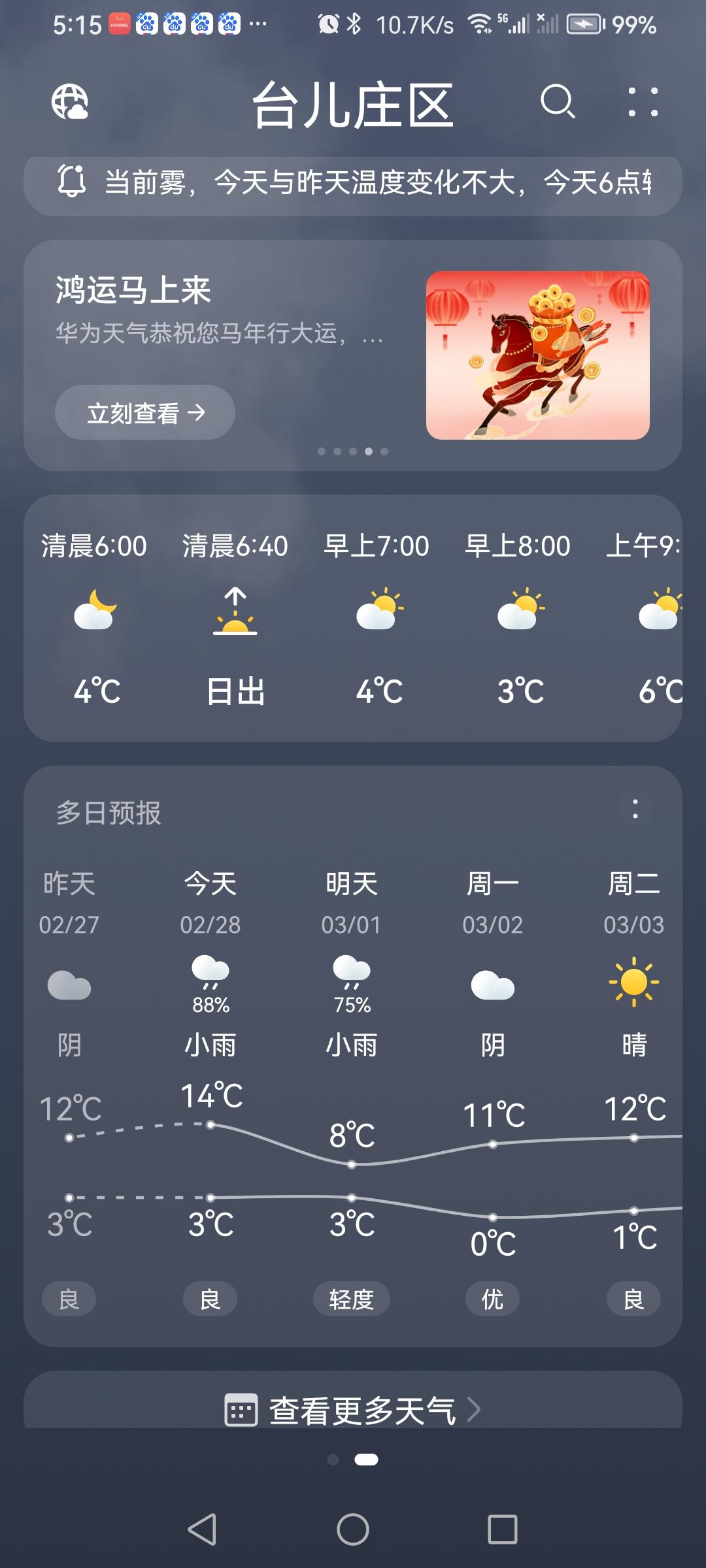 正月十二的天气小雨。春雨贵如油，点滴无白流！（图片来源：老山兰随手拍）