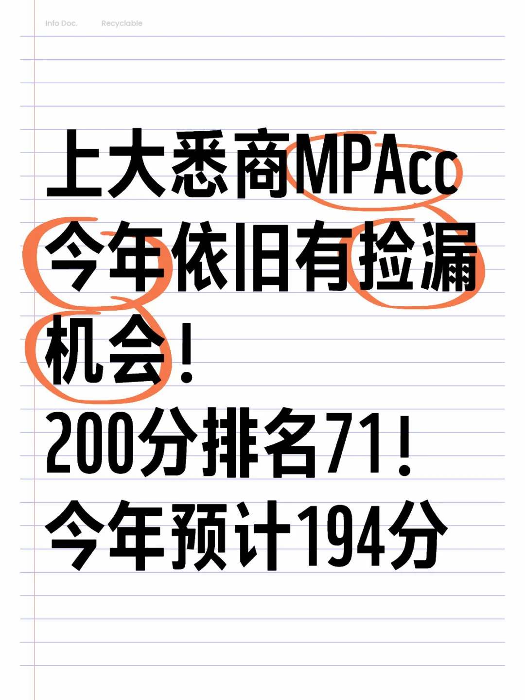 上大悉商MPAcc会计专硕194分以上都有机会！