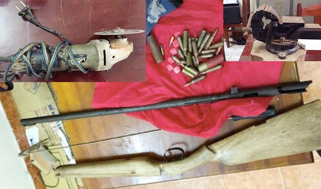 越南抢劫犯，抢劫摩托车。使用自制枪支
警方查获了一支长约80厘米的T0Z8军用枪