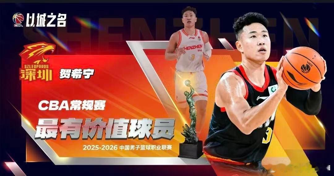 【贺希宁荣膺CBA常规赛MVP，场均20+5+4】2026年4月26日，CBA官