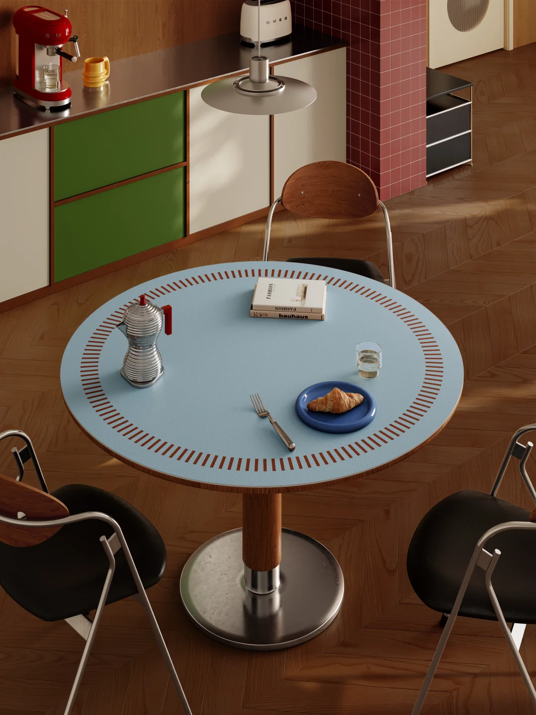 vintage餐厅氛围感🫐盐系可露丽风圆桌垫