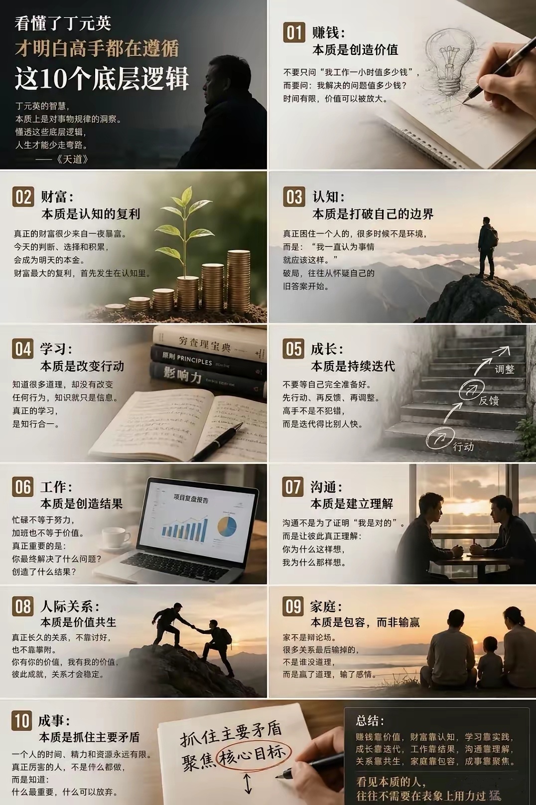 “看见本质的人，往往不需要在表象上用力过猛。”10个底层逻辑 ​​​
