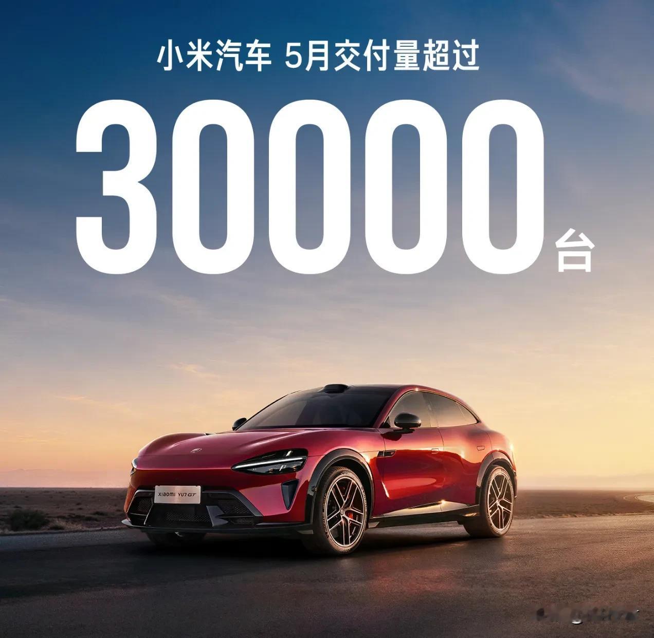 小米汽车5月交付超过30000台5月小米汽车交付量突破3万台，具体数字还是没有，