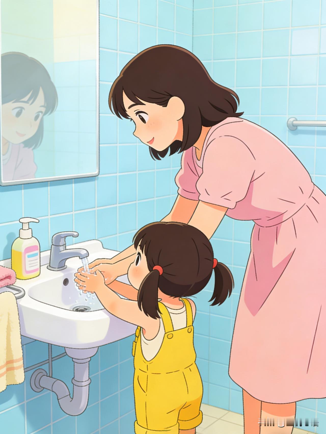 今天遇到件小事，
暖得我心里到现在都软乎乎的。

刚才在洗手间洗完手要走，
撞见