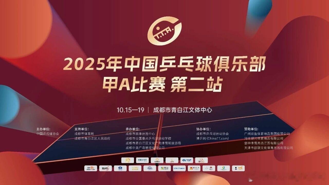 参赛名单公示｜2025年中国乒乓球俱乐部甲A比赛第二站 ​​​