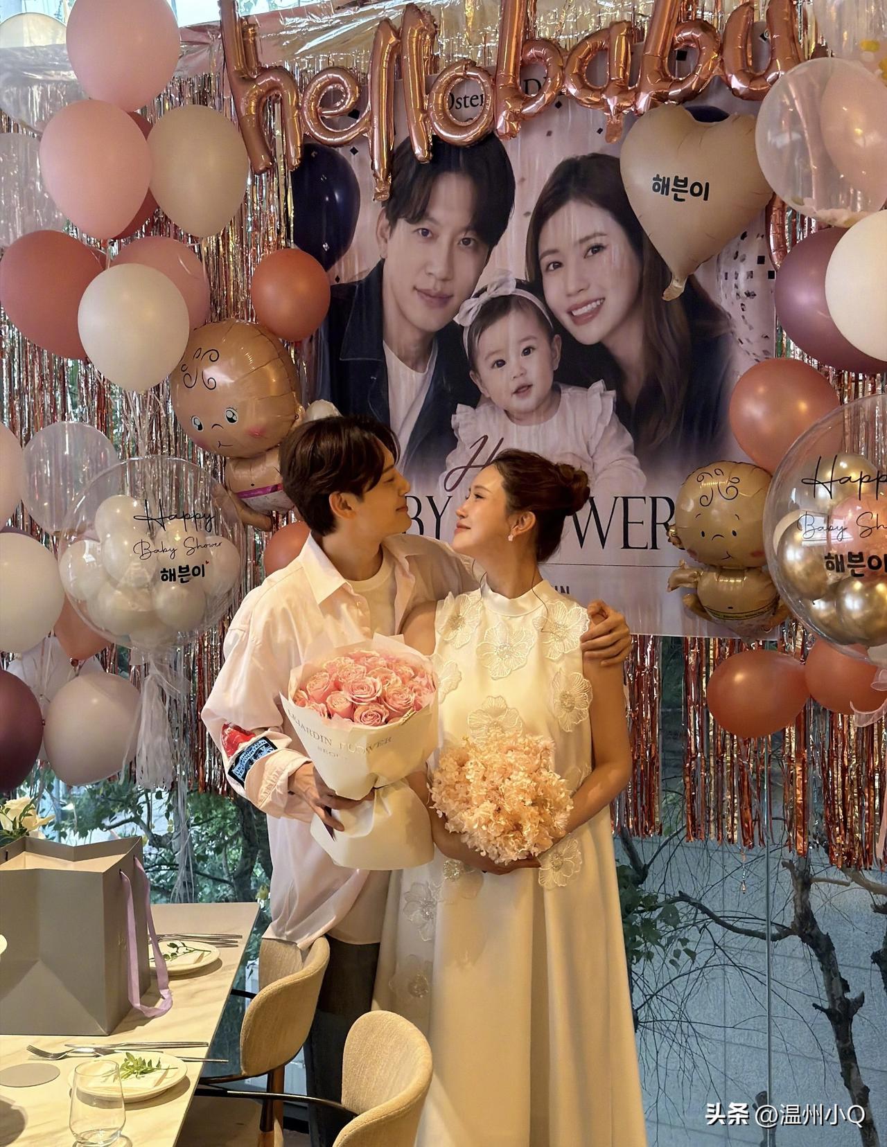 韩星李多海为即将到来的孩子举办了一场baby shower（迎婴派对），现场收获