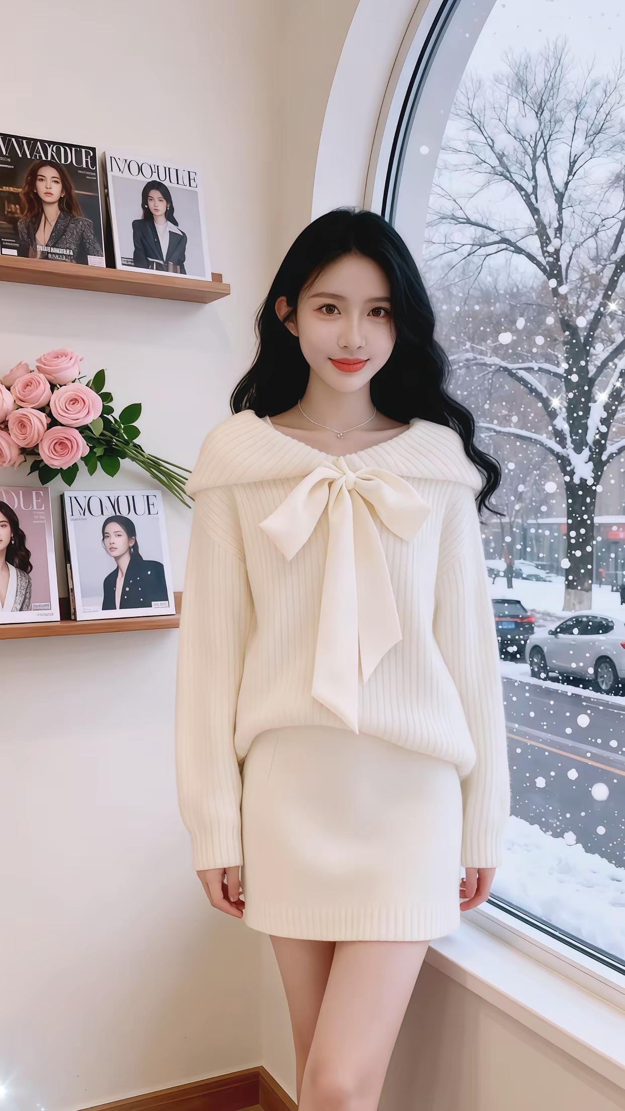 冬日暖阳下，甜美毛衣裙穿搭，温暖又时尚！