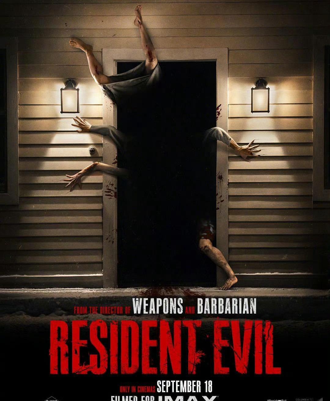 《生化危机：爆发夜》新海报，《凶器》《野蛮人》导演新片，9.18北美上映。 ​​