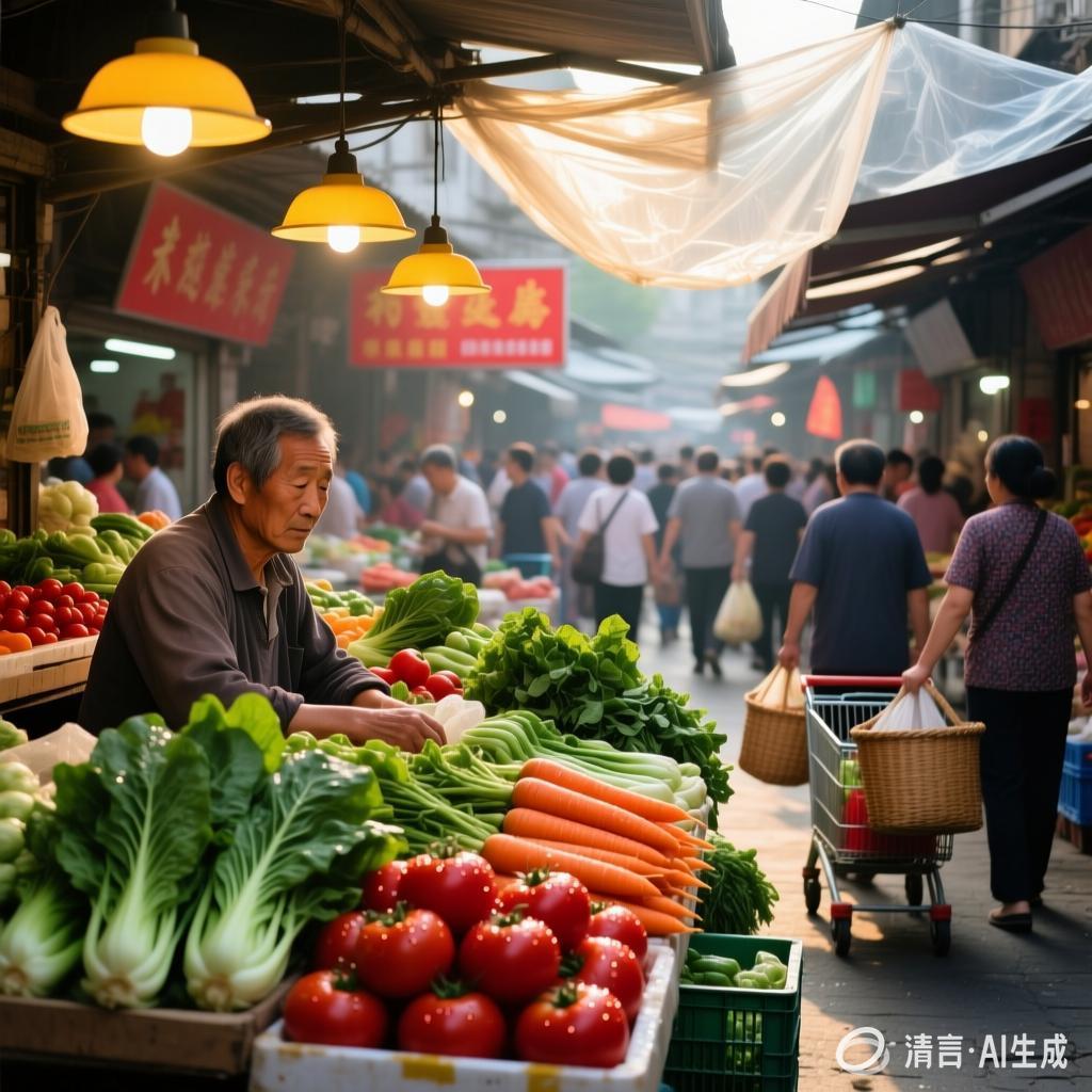 常看到头发花白的阿姨，指尖轻轻掐着豆角的嫩尖，眼里有种专注的光。她们挑的不只是菜