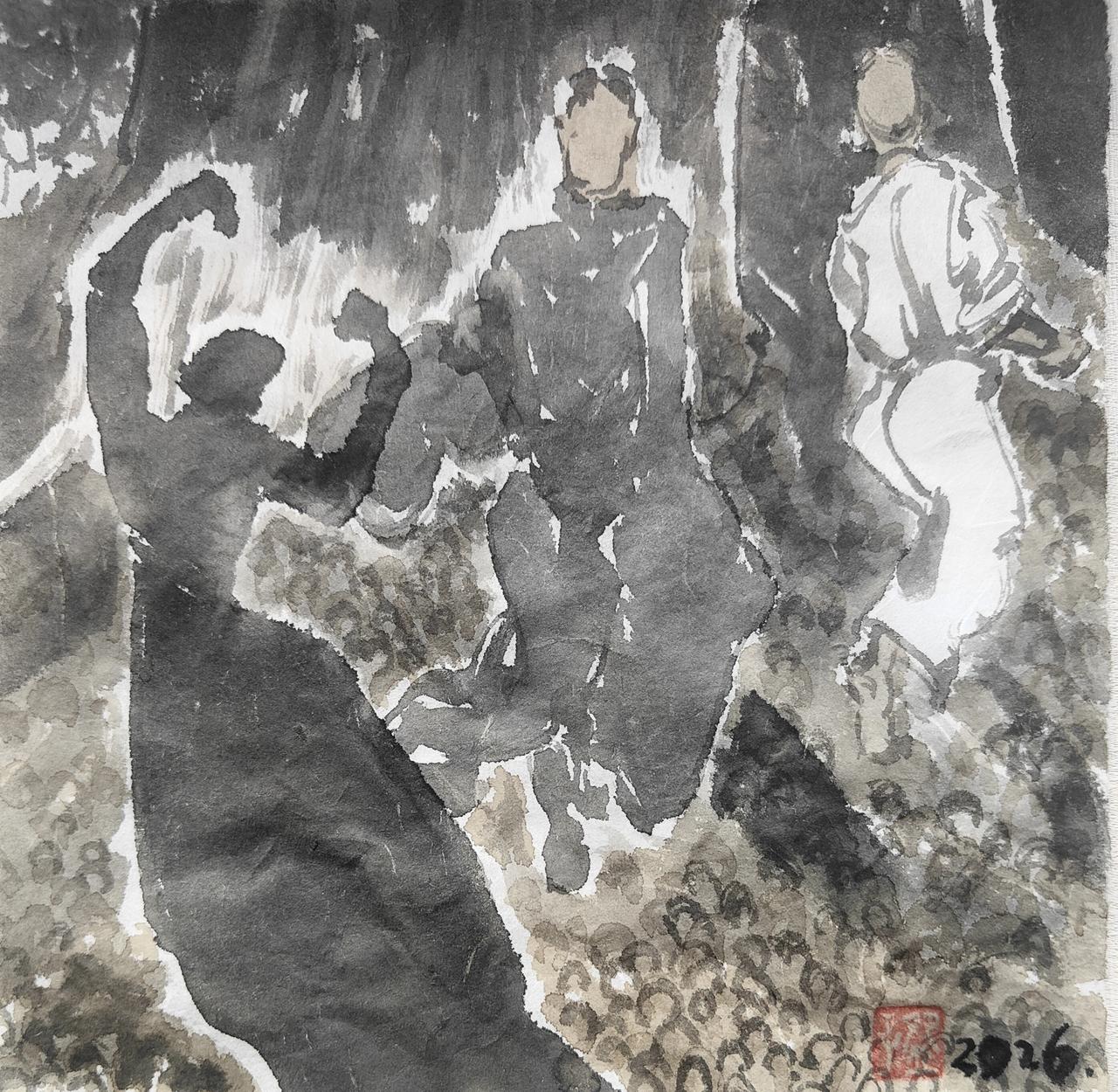 碗子的纸片水墨《夜舞》