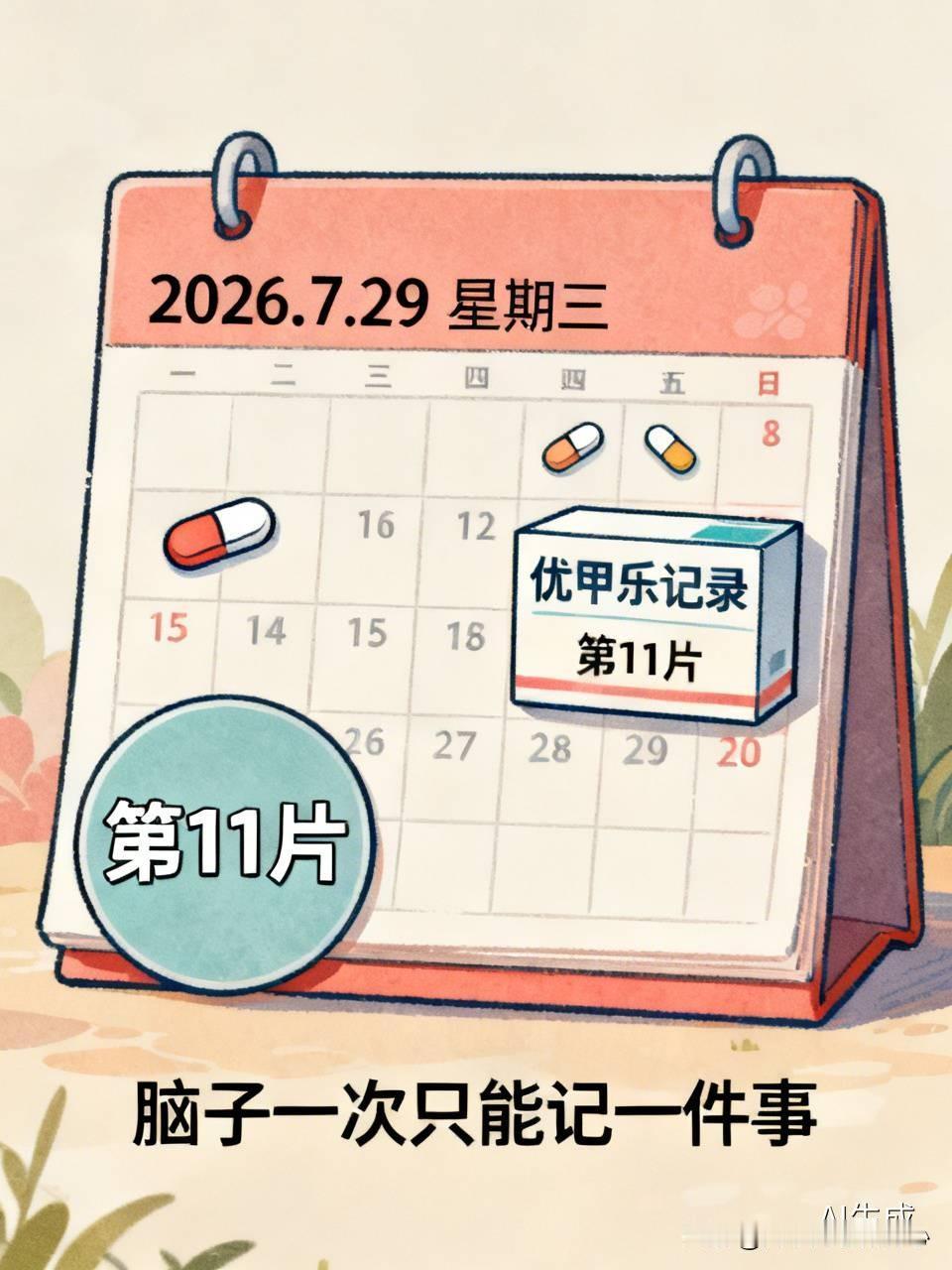 2026.7.29  星期三
（5：40吃了一片优甲乐，本板已经吃了十一片啦！）