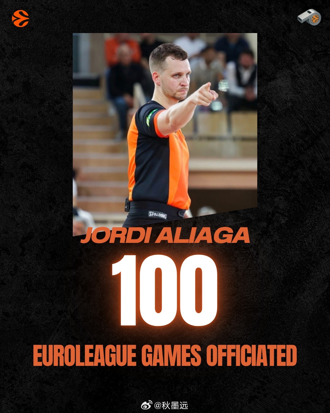 篮球裁判[超话] 🇪🇦Jordi Aliaga - 1️⃣0️⃣0️⃣次的E