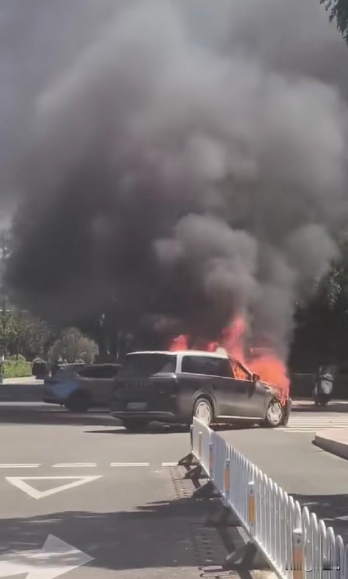 又一辆新能源车着火了，
我也终于相信了：
油车比新能源车安全性能好的道理。
继续