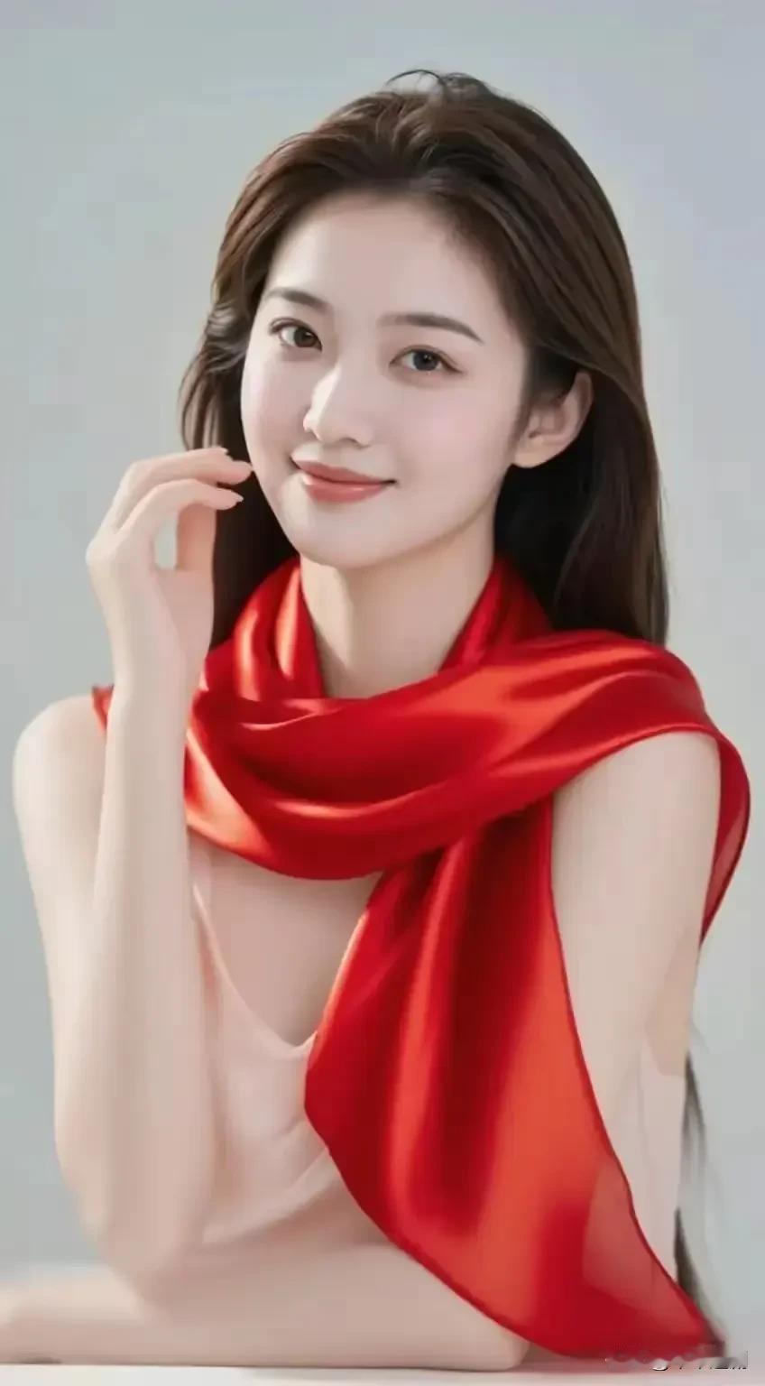 一抹红绸，在素净底色里晕开热烈。
丝缎轻垂，
是藏在温柔里的明艳，
也是不被定义