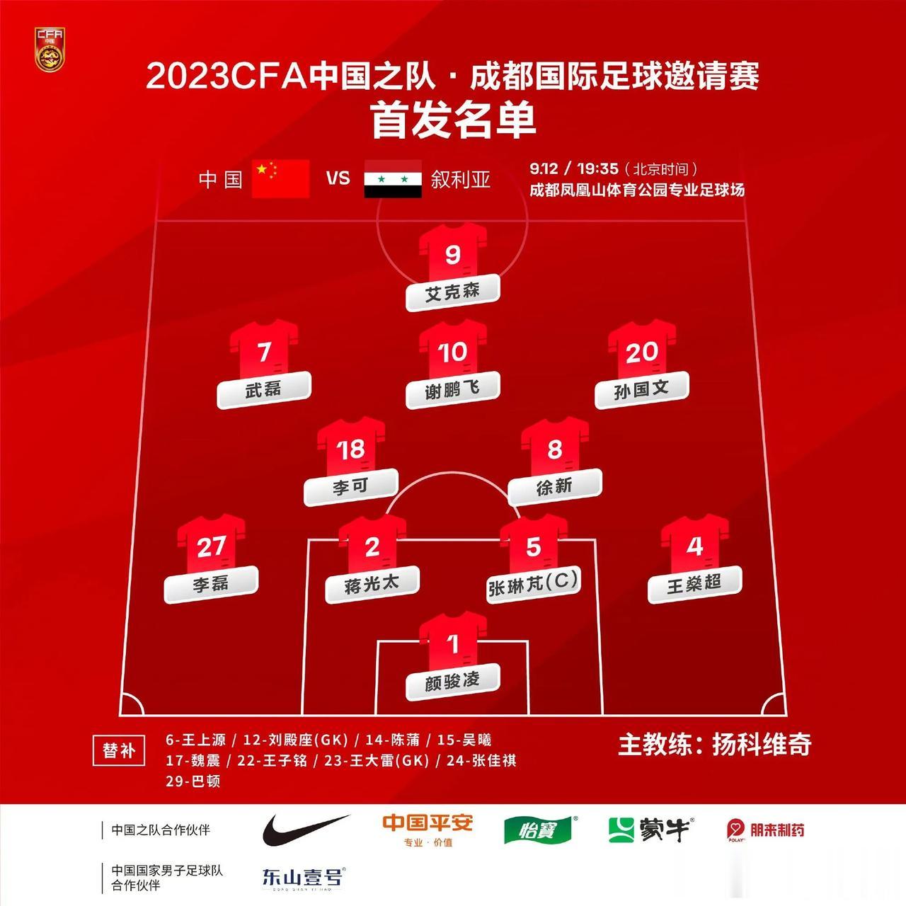 国足vs叙利亚，首发11人，三问主帅扬科维奇——

1，颜骏凌什么水平，你自己还