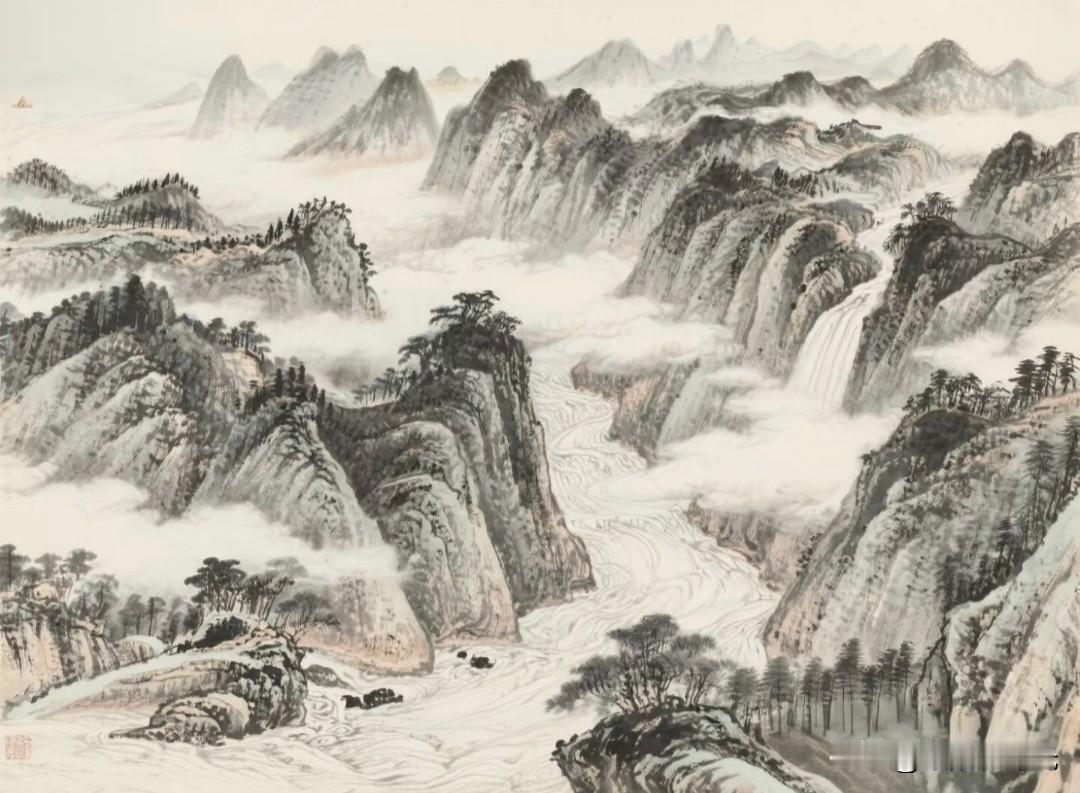 峰峦含晓雾，江海纳云烟
华韵兰香背景图分享
山水诗境图 云海水墨画