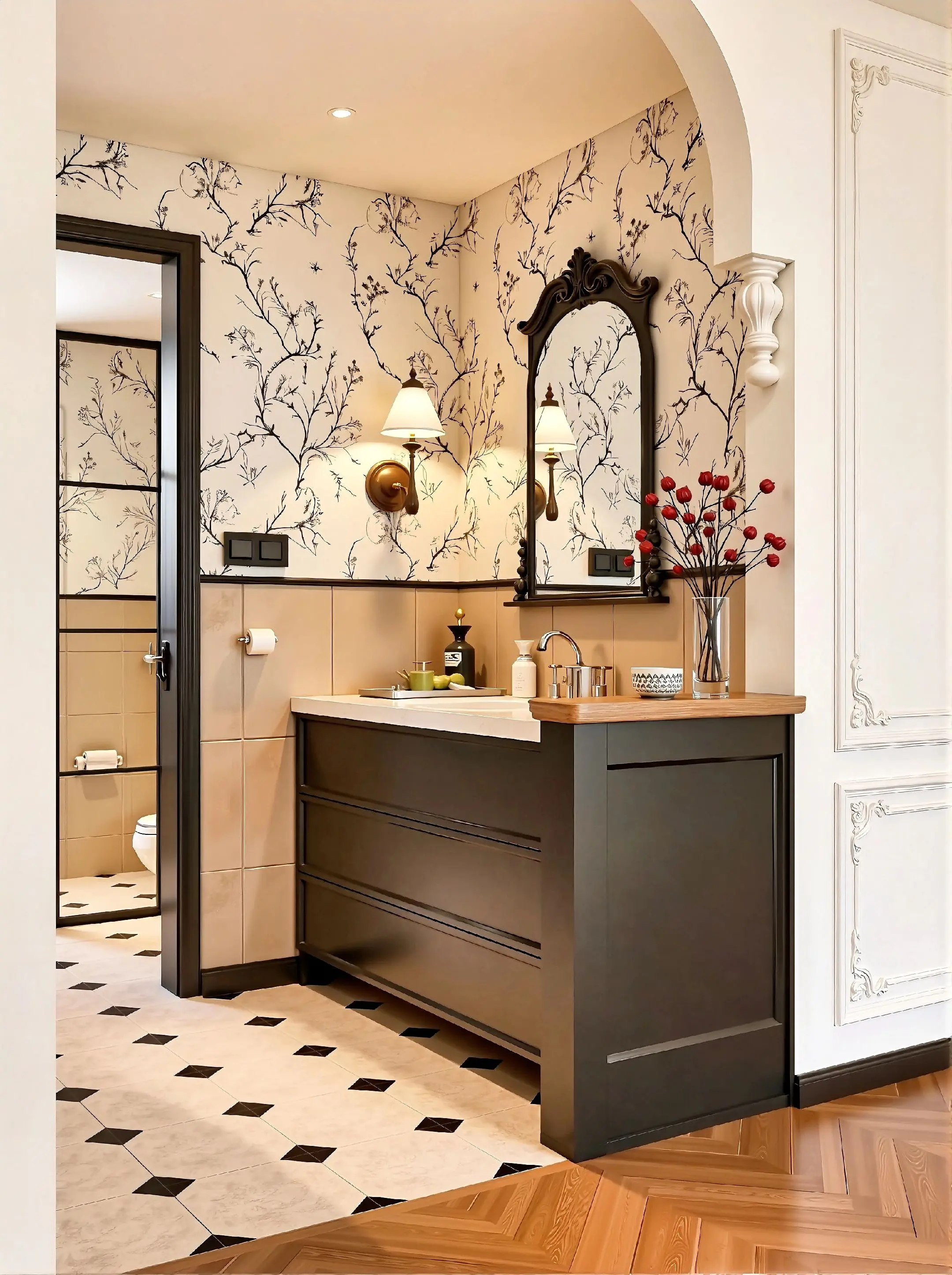 看不腻的复古风装修，老电影场景里的浪漫氛围感，奶油色墙面和木地板的经典...