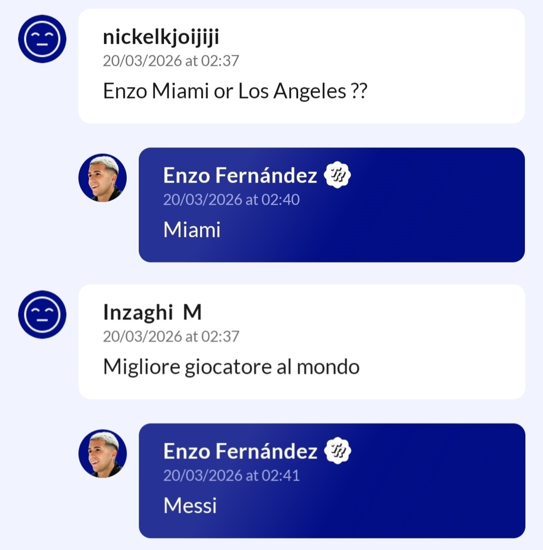 20260320｜恩佐TR回答 · 梅西相关存档Q：谁是你的偶像？A：梅西。Q：