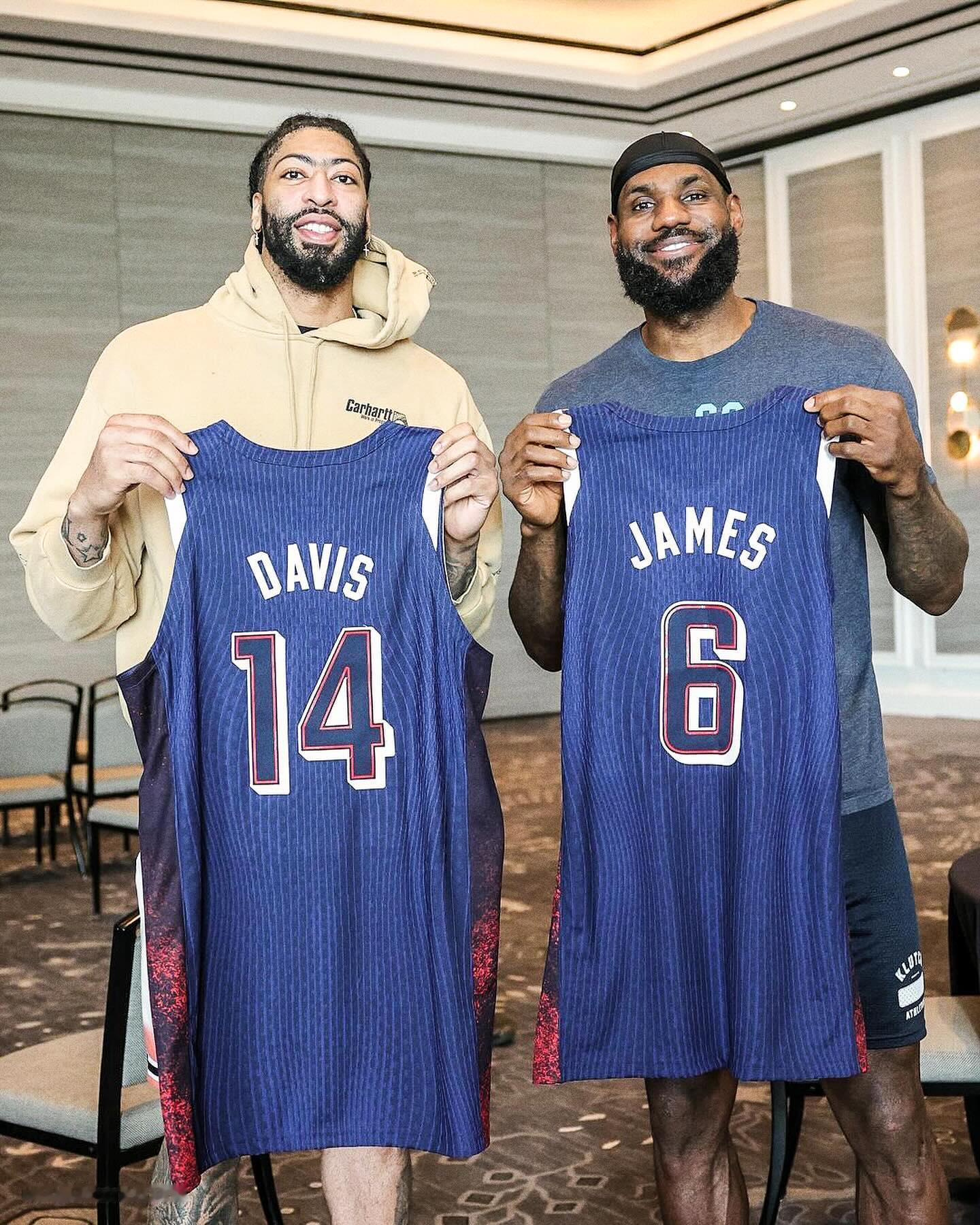 詹姆斯和浓眉收到美国男篮6号和14号球衣老詹都39岁了，还能参加奥运会，且看且珍