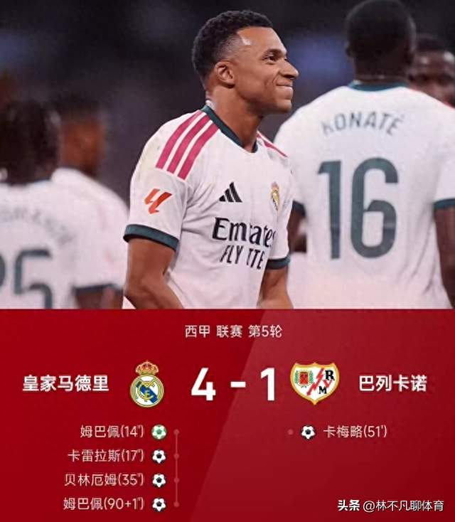 4-1 大胜！姆巴佩 2 射 1 传独造 3 球，穆里尼奥的皇马焕然一新