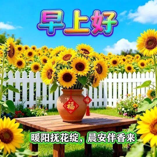 “阳光洒满花园，美好一天从早安开始！”🌻🌞🌼