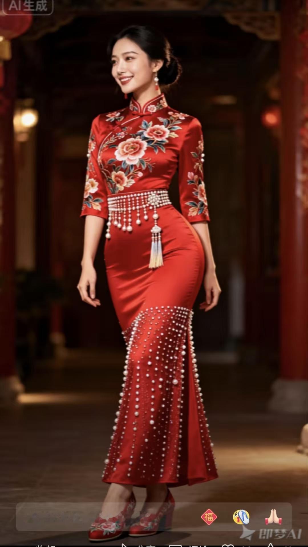 山坡羊·红衫佳人
红衫佳丽，
风姿堪记，
罗裙轻曳时光里。
色盈枝，韵流姿。
红