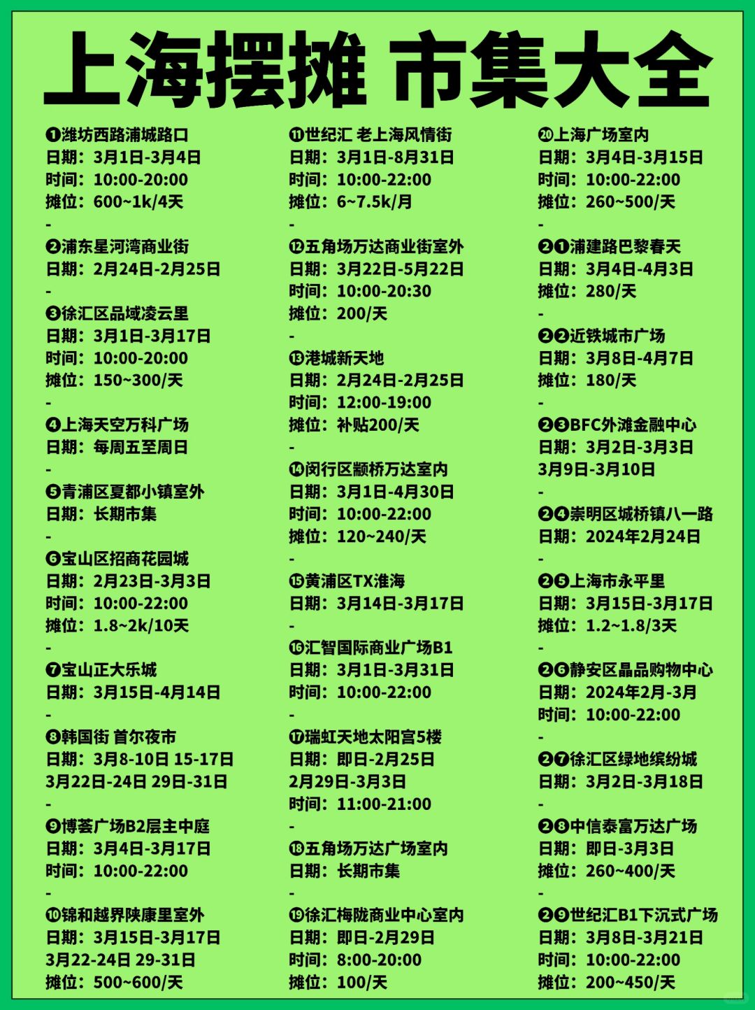 29个市集！上海摆摊，强烈建议收藏❗️